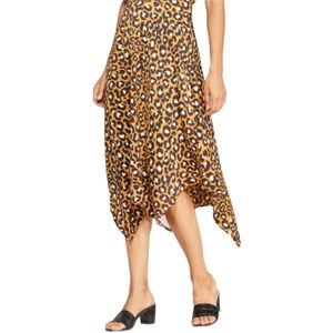 Women’s Plus Size 26W Yellow Modern Leopard Animal Print Flowey Midi Skirt